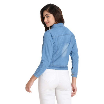 DIMPY GARMENTS Solid Regular Denim Jacket For Women