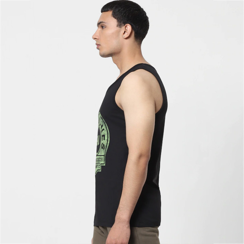 Men Black Printed Innerwear Vest