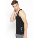 Men Black Solid Innerwear Jog Vest