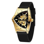 Forsining Automatic Mechanical Skeleton Traingle Analog Rubber Band Men's Watch - WRG8243