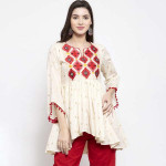 Women Off-White & Red Printed Tunic