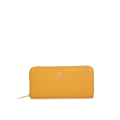 Chevron Women Yellow Zip Around Wallet