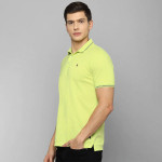 Men Green Pure Cotton Polo Collar Slim Fit T-shirt