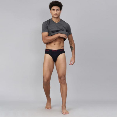 Men Navy Blue Solid Pure Cotton Brief